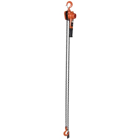 Vestil Professional Lever Hoist, 10 ft. Lift, 2K, 2000 lbs Load Capacity, 10 ft Hoist Lift, Hook PLH-20-10